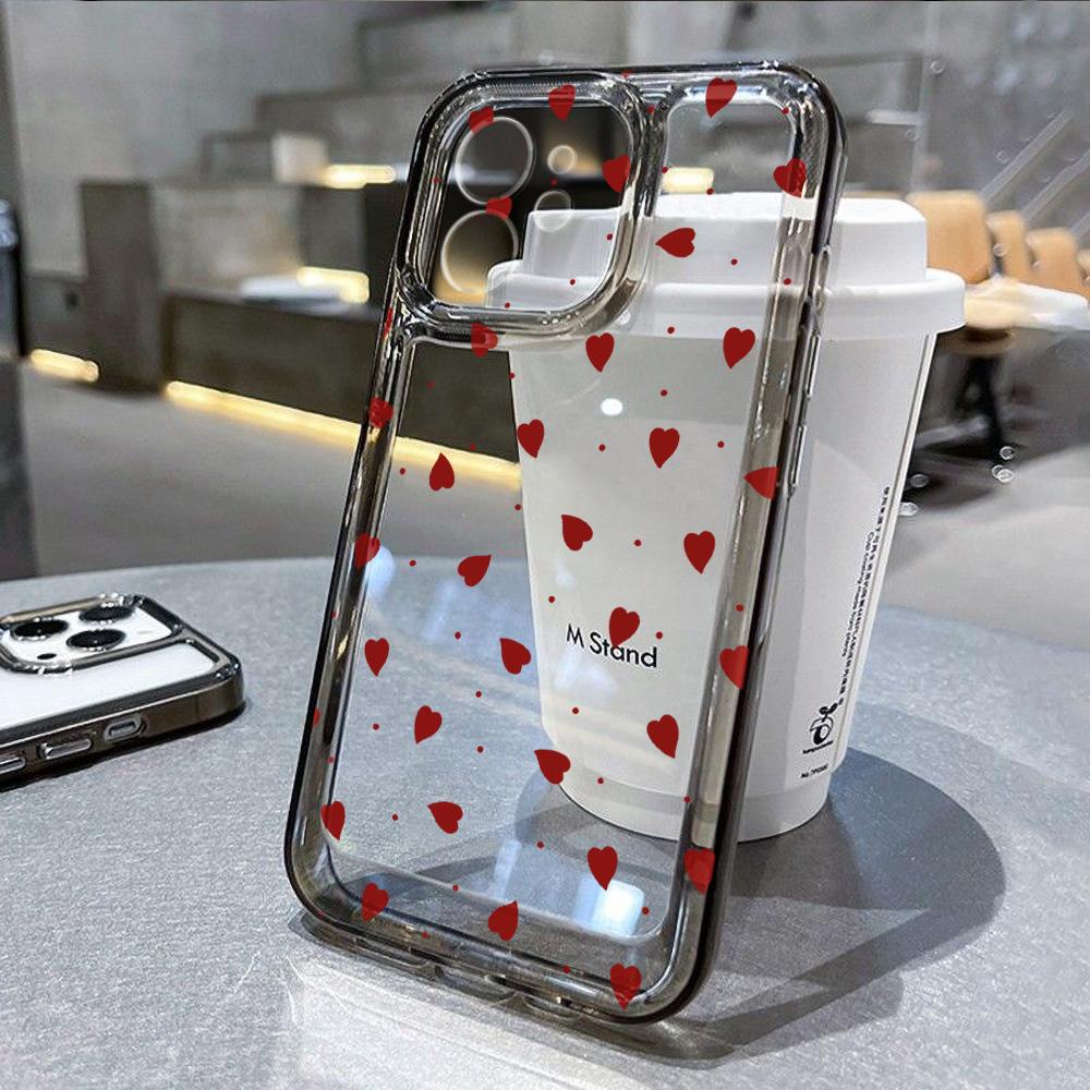 Handyhülle für iPhone 15 Pro Max Hülle für iPhone 11 13 12 14 16 Pro Max XR XS X 7 8 Plus SE Liebesherz Klar Stoßfestes Cover For iPhone 12 Pro gray
