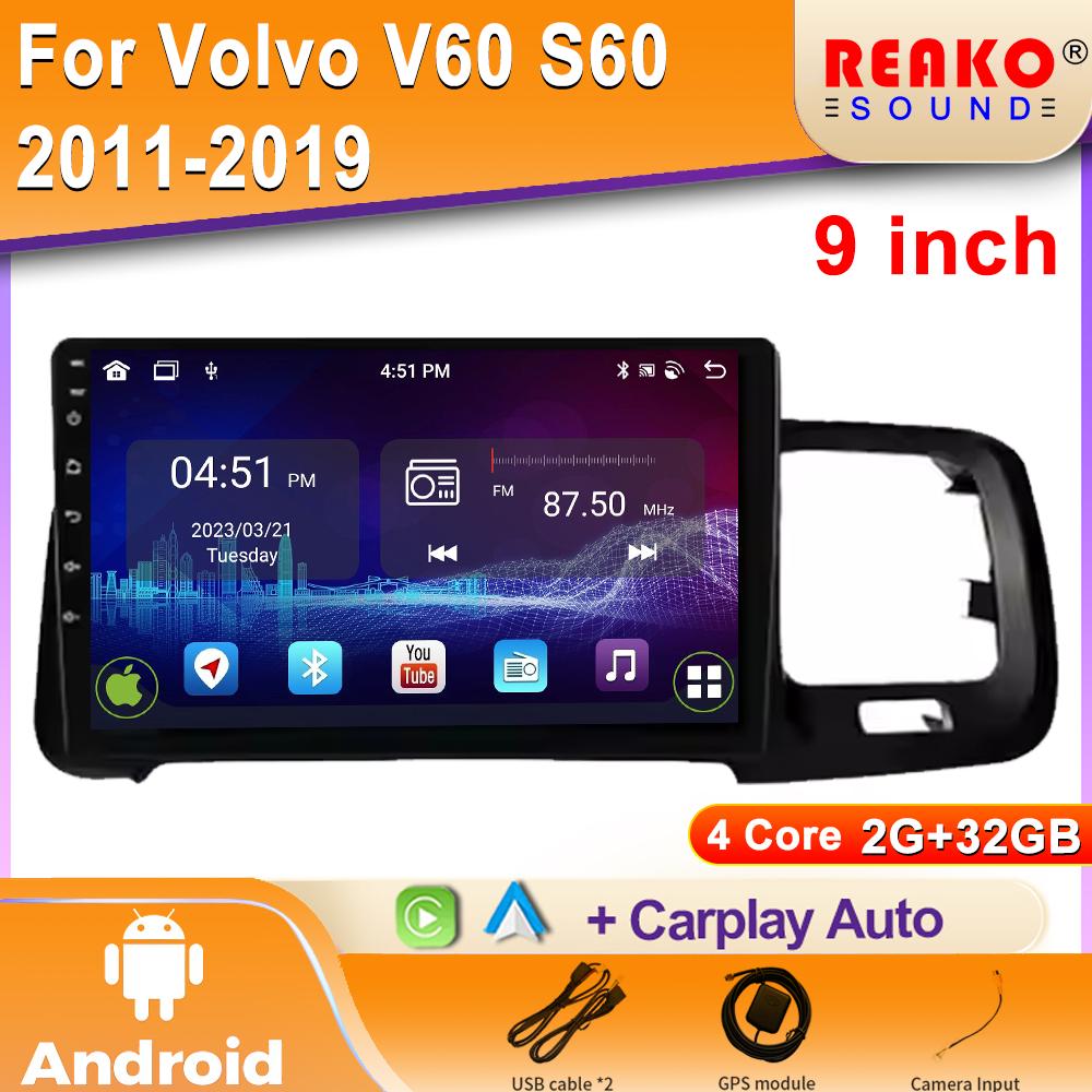 Android-Autoradio für Volvo V60 S60 2011-2019 Video-Multimedia-Bluetooth-Player Navigation GPS Carplay Autoradio Stereo 4 core 2GB+32GB carplay