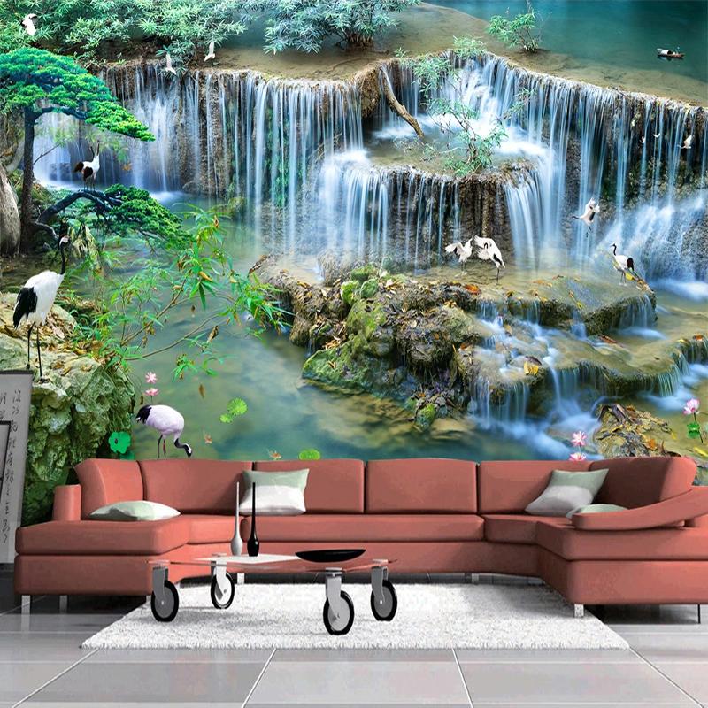 3D-Tapete, Wasserfall-Landschaft, Wandbild, Wohnzimmer, Arbeitszimmer, Restaurant, Wandbild 200 cm(W) x 140 cm(H)