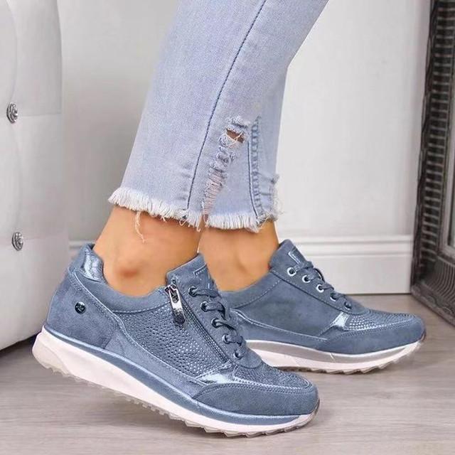 Damen Keilabsatz Sneaker Vulkanisierte Schuhe Pailletten Shake Schuhe Mode Mädchen Sportschuhe Damen Sneaker Schuhe Damen Schuhe A6 -70 41 blau