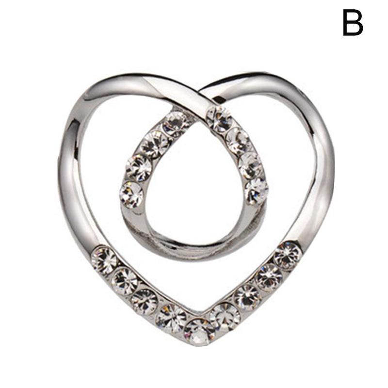 Frauen Metall Strass Schal Herz Schal Brosche Clip T-shirt E7U0 weiß