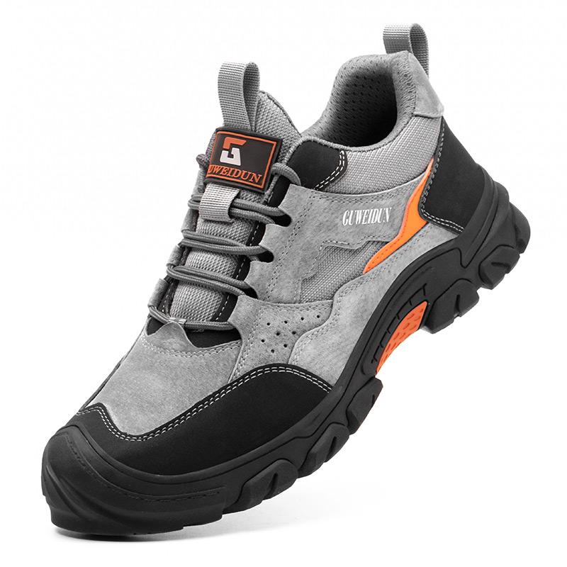 Sicherheitsschuhe aus Rindsleder, atmungsaktive Arbeitsschuhe, Sicherheitsstiefel mit Stahlkappe, Anti-Smash-Sicherheitsstiefel, Arbeits-Sneaker, unzerstörbare Arbeitsstiefel 44