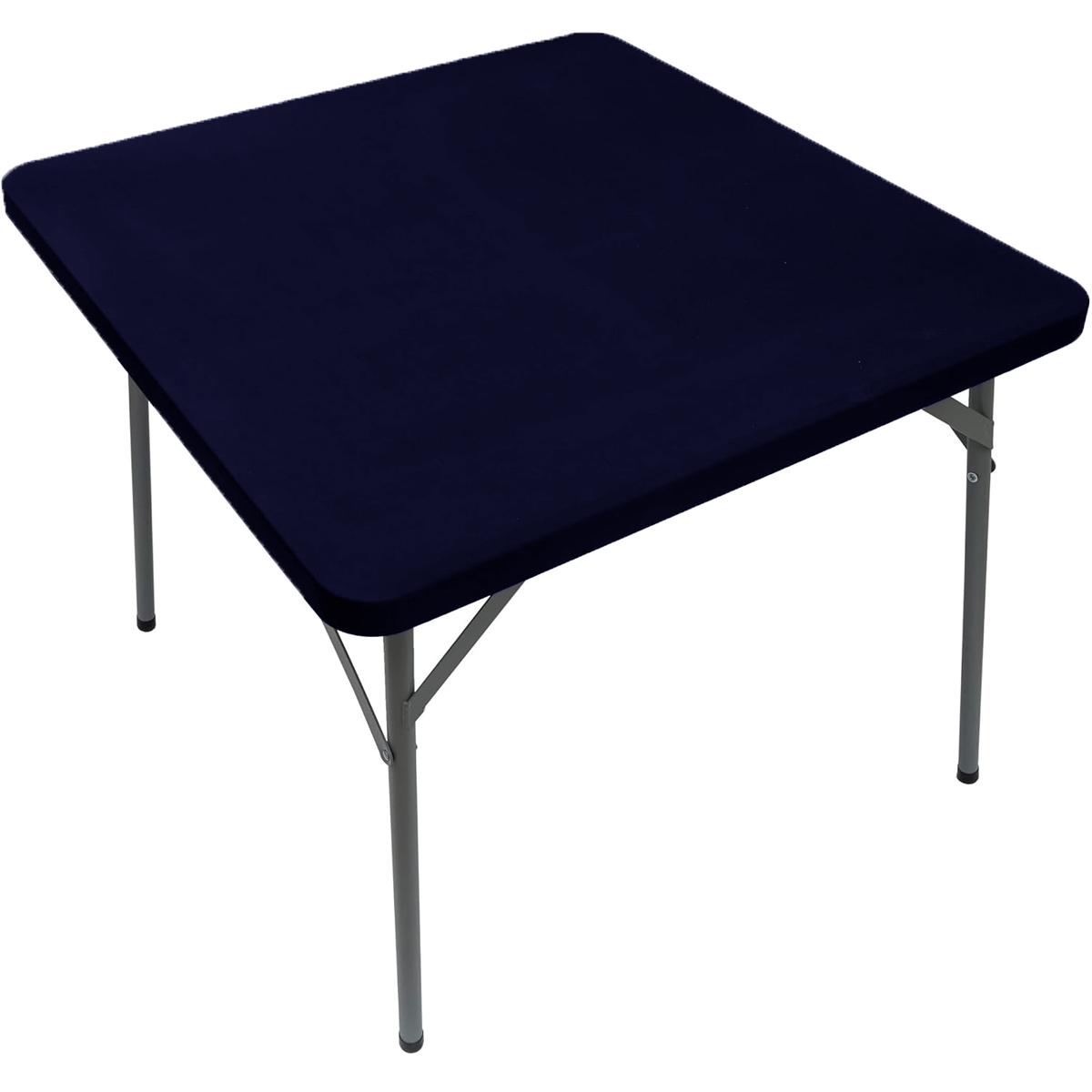 Quadratische Einbautischdecke, elastische Tischdecke für Esszimmer, Küche, Zuhause, Party, Stretch-Spandex-Tischdecke, Schonbezug navy blau