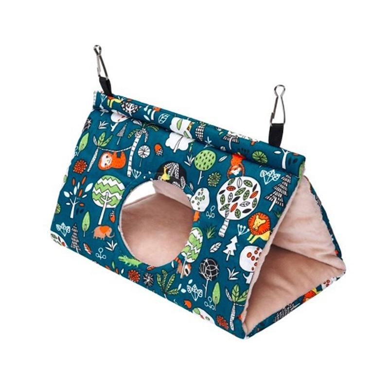 Winter Warmes Vogelnest Vogelkäfig Papagei Baumwolle Mini Haus Haustiernest Wellensittich Hängematte Käfig Hütte Zelt Bett Hängende Höhle Haustierbedarf 29x19cm blau