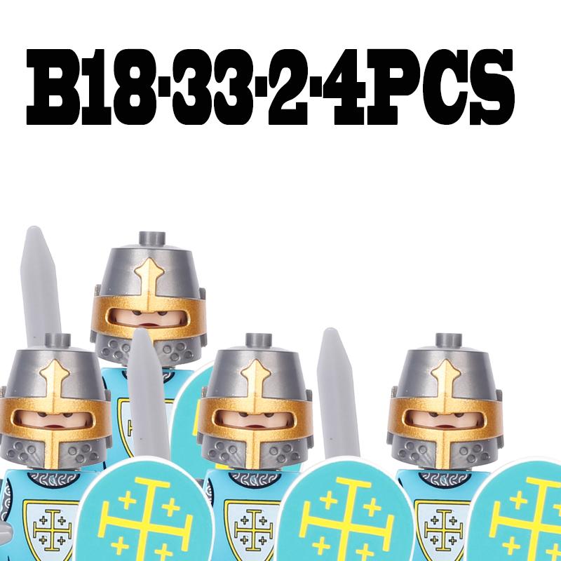 Mittelalterliche Militär Ritter Soldat Figuren Bausteine Antike Löwenburg Armee Garde Infanterie Schild Flagge Waffen Steine Spielzeug