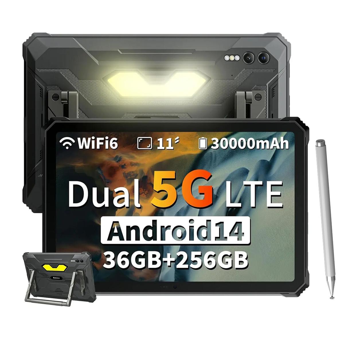 Blackview Active 10 Pro 5G Robuste Tablets Android 14 11-Zoll-Display 12 + 24 GB RAM 256/512 GB ROM Tablet PC 30000 mAh (12+256)only tablet schwarz