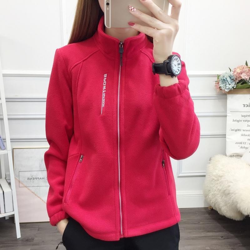 Plus Size Herbst Winter Damen Casual Cardigan Jacke Outdoor Sports Schneeflocke Fleece Top Jugendpaar Fleece Kleidung L rot