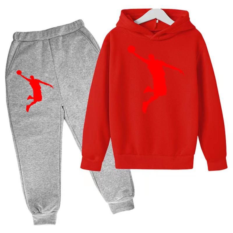 Kinderbekleidung Hoodie Kinder-Basketball-Sweatshirt Jungen- und Mädchen-Kinderbekleidungsset Frühling Herbst von 3-12 130