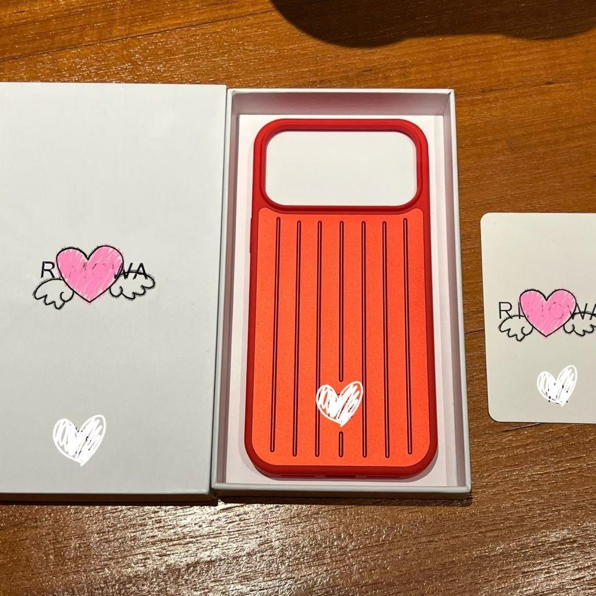 Luxus Originale Aluminiumlegierung Mit Einer Geschenkbox Handyhülle Für iPhone 17 Pro Max 16 15 14 13 Für RIMOWA 3D Wellenstreifen Business Gepäckabdeckung iPhone17 Pro Max rot