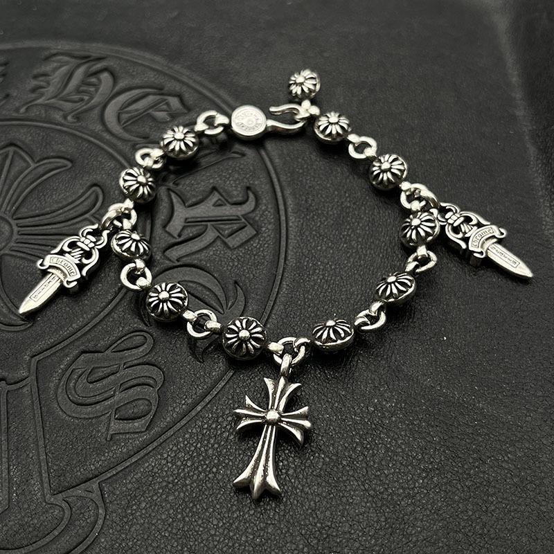 Neues Retro Kreuz Blume Kugel Armband Mit Schwert Schwert Kreuz Regal Anhänger Hip-Hop Persönlichkeit Dominant Handdekoration 22cm