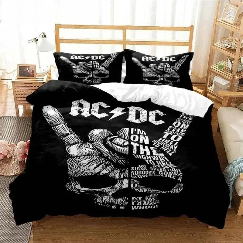 3D-Druck AC/DC Rockband Bettwäscheset Jungen Mädchen Twin Queen Size Bettbezug Kissenbezug Bett Kinder Erwachsene Mode Heimtextilien EU Single 135x200cm