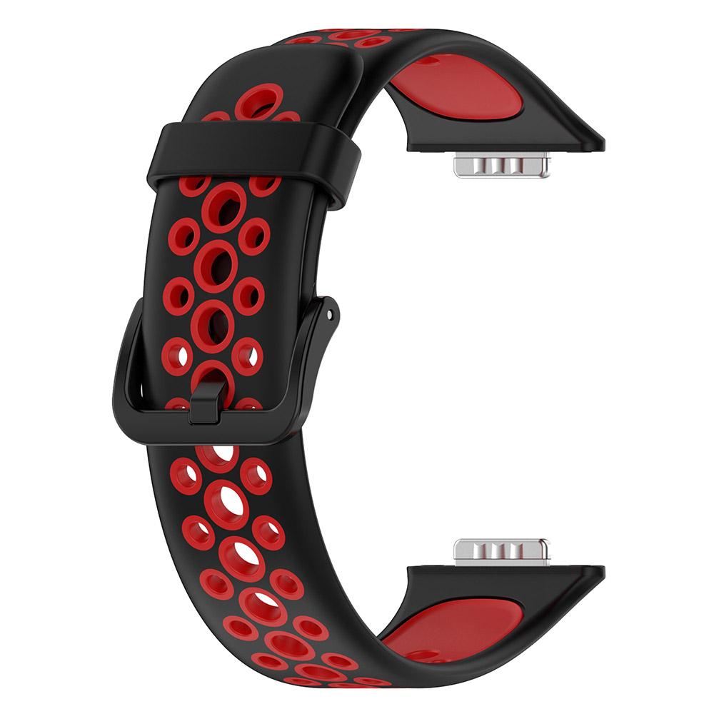 Zweifarbiges Silikonarmband für Huawei Watch Fit 2. Atmungsaktives Armband für Huawei Watch Fit2 Active Band-Armband For Huawei Watch Fit 2 rot/schwarz