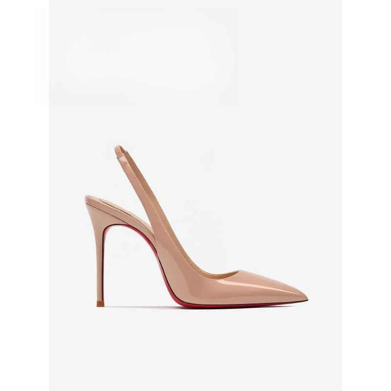 Soleist High Heels Sandalen Rote Glänzende Sohlen Nude Farbe Luxus Ausgeschnitten Neu Elegant Hohe Absätze Sexy Slingbacks Damenschuhe Damenschuhe 36