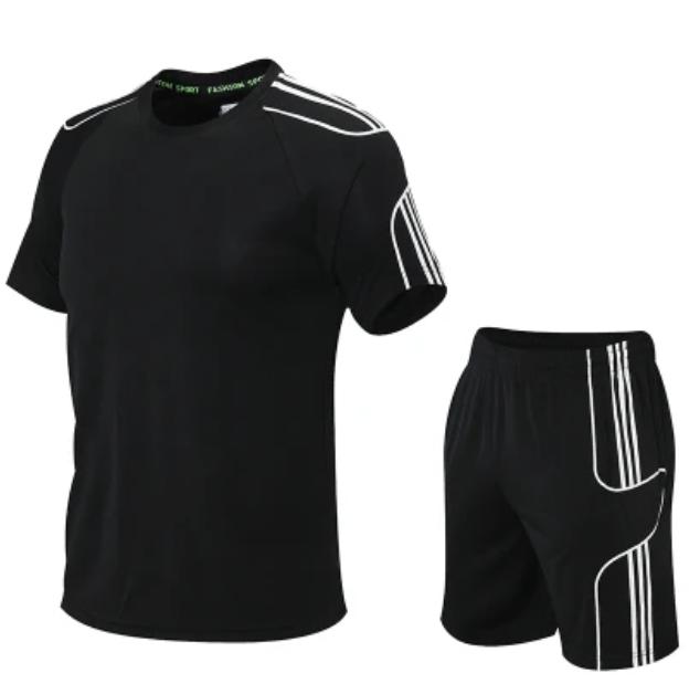 Trainingsanzug Herren Set Herren 2 Stück Sets Sommer Freizeitkleidung Fitness Trainingsanzüge Set XXXL coole schwarze