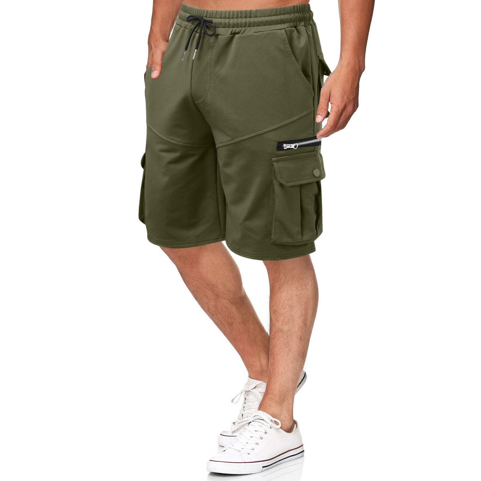 Sommer Arbeitskleidung Shorts Locker Fünfviertelhosen, Mittellange Hosen, Mehrere Taschen Freizeithosen Herrenshorts M grün