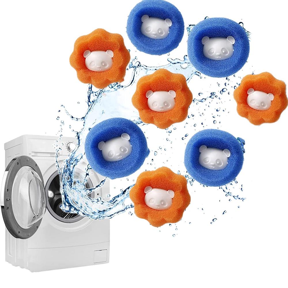 8 Stück Haarentferner für Wäsche, Waschmaschine, Haarfänger(Blau, orange)