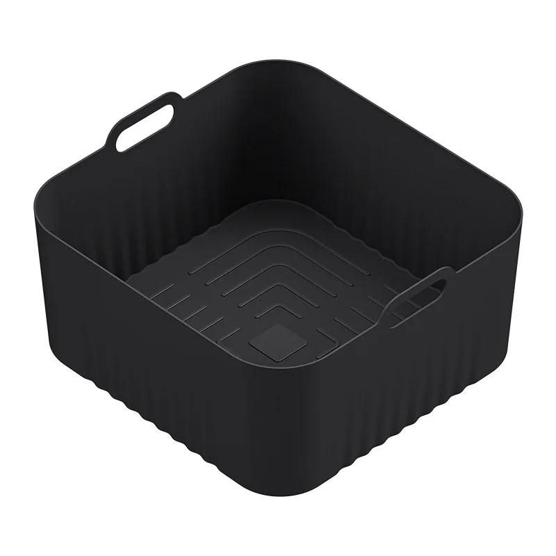 17cm Heißluftfritteuse Silikon Backform Wiederverwendbar Kompatibilität Airfryer Einlage Küchenzubehör Pizza Brathähnchen Korb schwarz