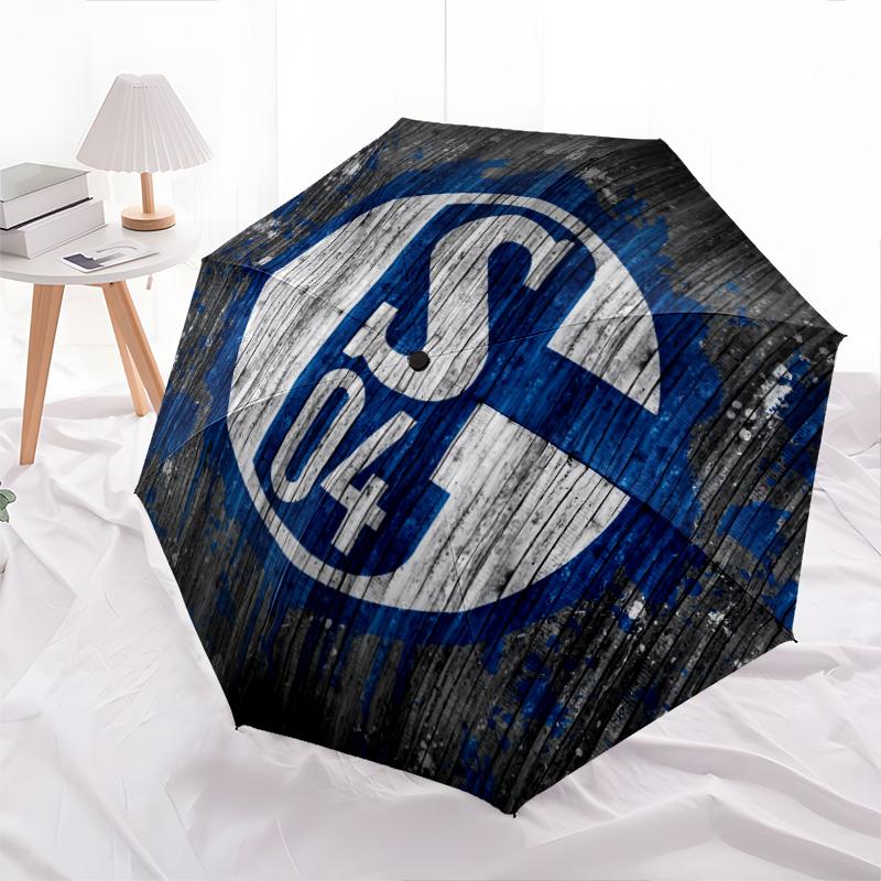 FC Schalke 04 Muster, Automatik-Regenschirm, tragbares und faltbares Design, 8 Schirmstäbe, ein Weihnachts- oder Geburtstagsgeschenk.