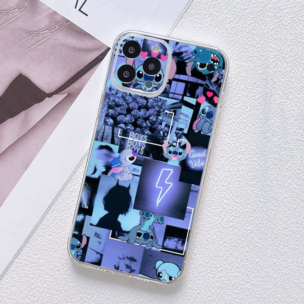 für Motorola Moto Edge 40 30 neo G54 G24 G84 iPhone 15 14 Xiaomi Redmi Note 13 12 11 Pro Samsung Galaxy A34 A54 Rosa Blau Lilo Anime Stitch Handyhülle for Moto Edge 20 Lite ceil