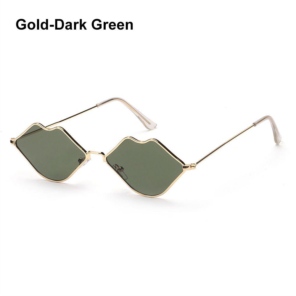 Retro Metall Ozean Linse Kleiner Rahmen Damen Leichte Langlebige Trendige Sonnenbrillen Sonnenbrillen Lippenform Sonnenbrillen WHITE