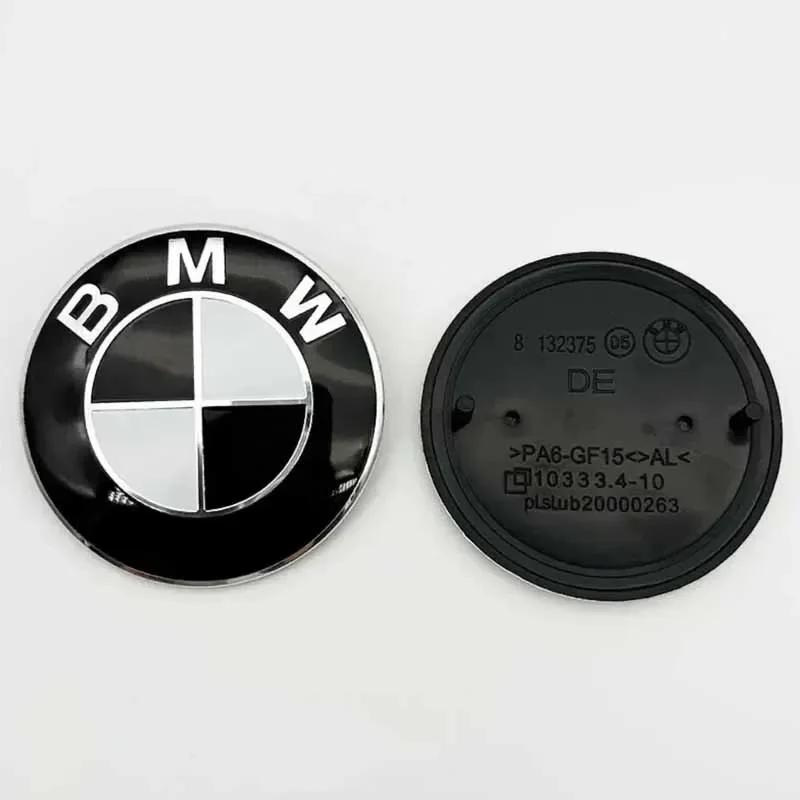 74mm/82mm BMW-Gruppe Auto Motorhaubenlogo BMW E36 E46 E53 E90 E60 E61 E93 E87 x1 X2 X3 x5 X6 F30F1Z3Z4X1 X5M2 M3M4 M8 Kofferraumlogo. 74mm-1pcs schwarz weiße