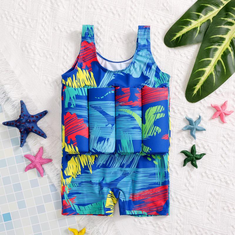 2025 Neuer Stil Jungen Einteiler Schwimmweste Badeanzug - Niedliche Kleinkind Baby Bademode 110 blue