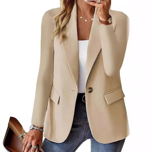 Damen Oversize Blazer Jacke Business Anzug Mantel Revers Langarm Solide Knopfleiste Lässig Elegant Mantel Trendy Loose Outwear XXXL apricot