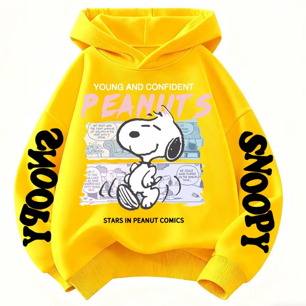 Herbstmode Kinder-Hoodies, Coole Snoopy-Cartoon Jungen- und Mädchen-Hoodies, Lässige Kinderbekleidung Oberteile 120 yellow