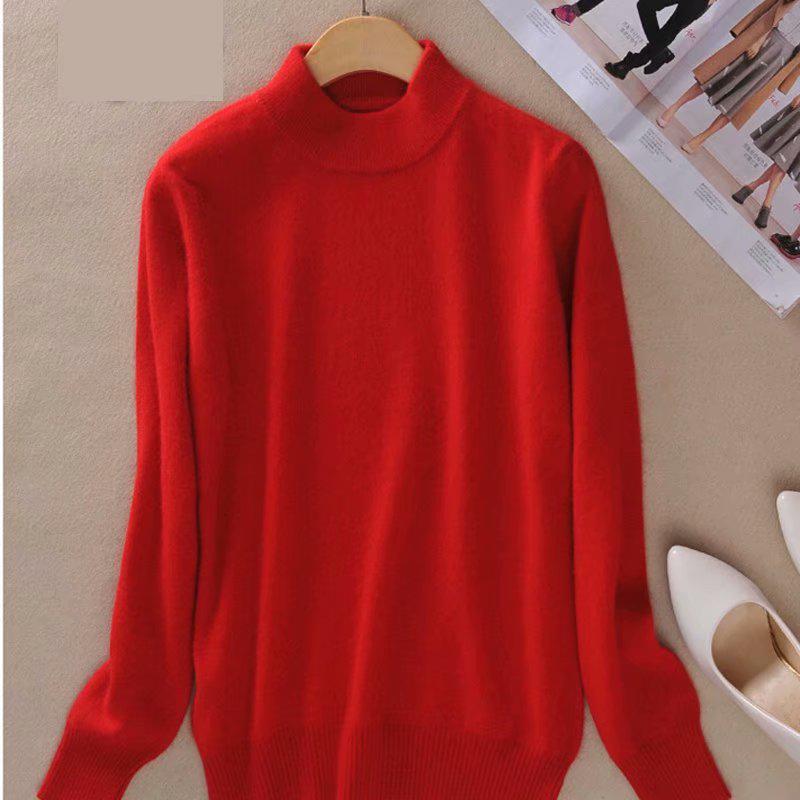 CANVAUS Damen Pullover Pullover Pullover Damen Pullover Pull Femme Halber Rollkragen S-3XL 3XL rot