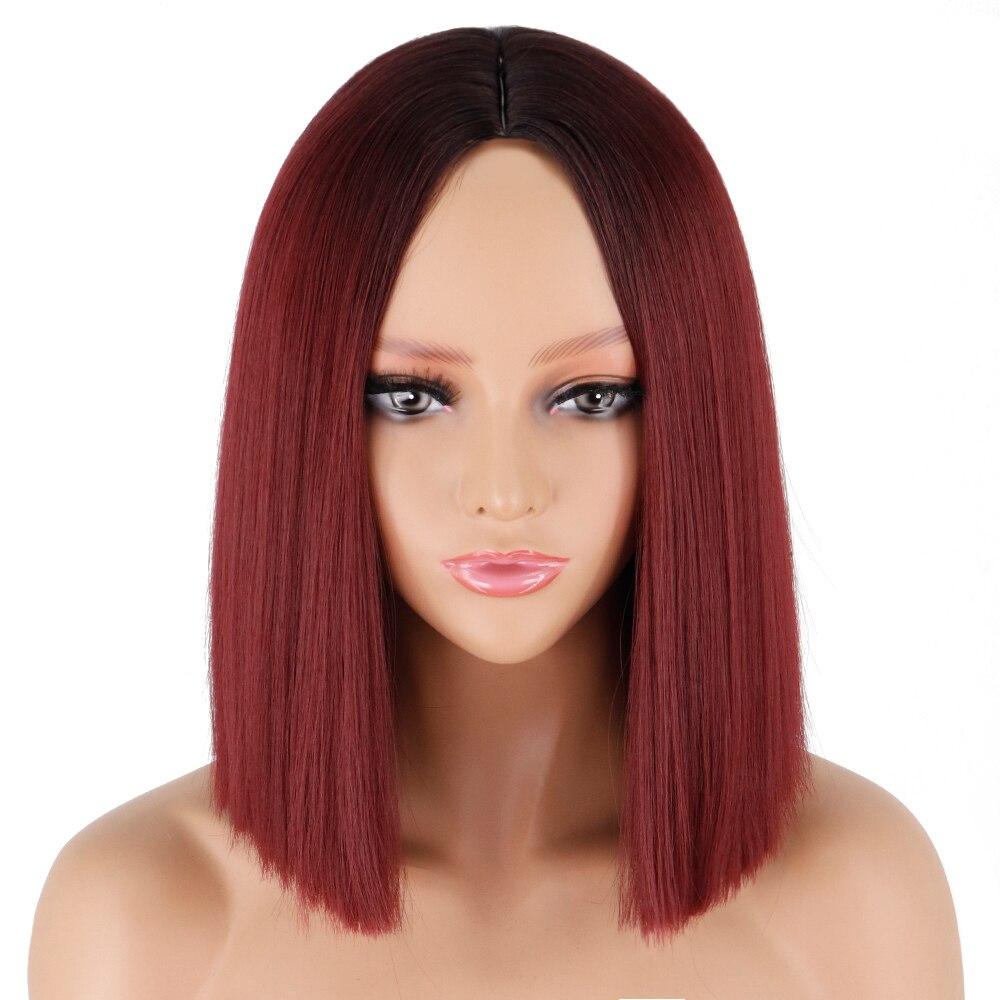 MERISIHAIR Frauen Kurze Gerade Perücke Ohne Pony Blonde Synthetische Haar Bob Perücken Mittelteil Natur Schwarz Rot Rosa Orange Cosplay haare