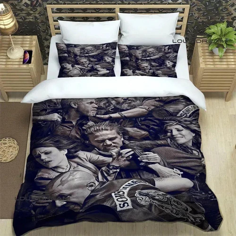Sons Of Anarchy Retro Bettwäsche-Set Für Schlafzimmer Weiche Moderne Tagesdecken Bequeme Kinder Bettbezug Deckenbezug Und Kissenbezug AU Queen(210*210cm)3pcs