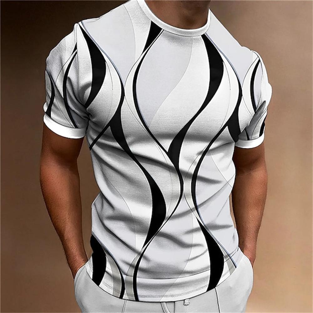 Männer T-shirt 3D Gestreiften Druck Sweatshirt Tops Sommer O Hals Casual Kurzarm Männlich Slim Fit Kleidung Günstige Bekleidung XL