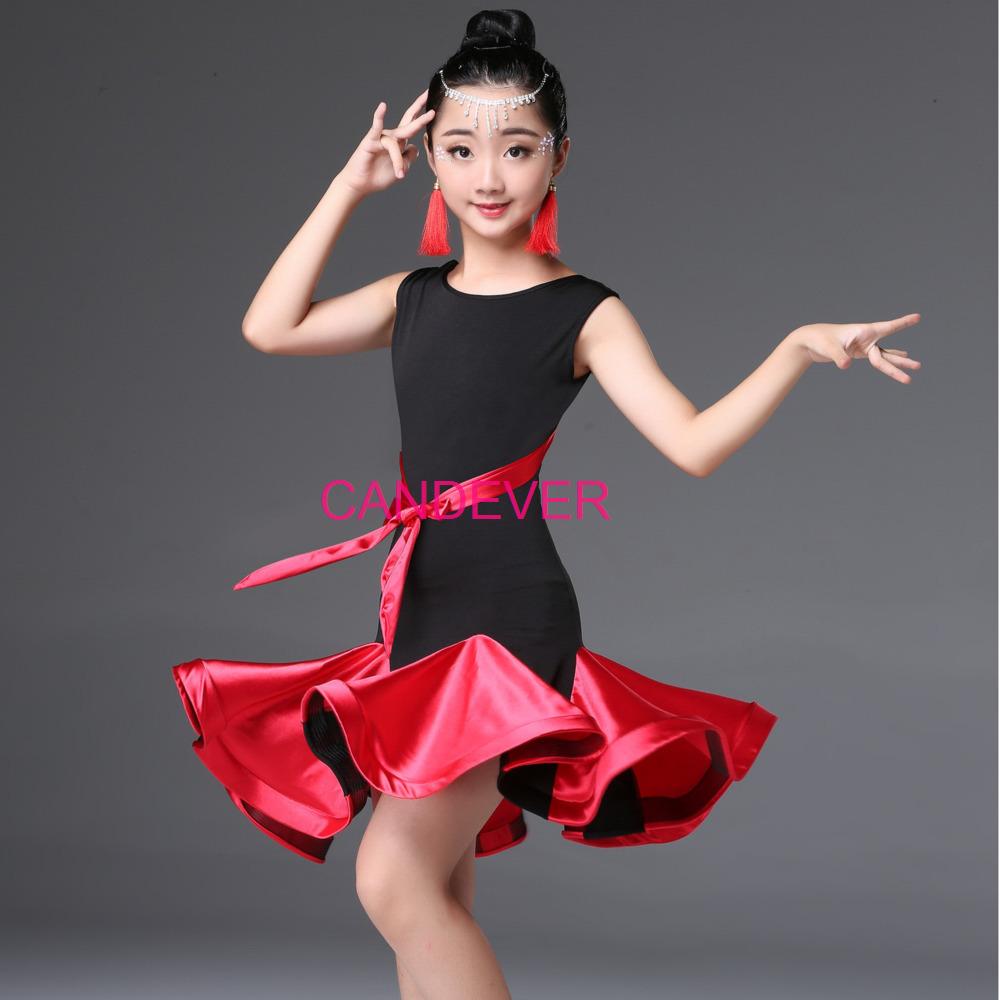 Rüschenblume Ballsaal Mädchen Latein Tanzkleidung Kleid Wettbewerb Mädchen Kind Kind Salsa Tango Cha Cha Performance Übung Rock Matches the image,170 black
