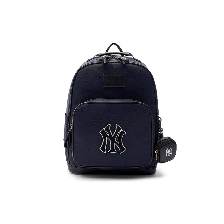 MLB New York Yankees Besticktes Logo Jacquard Reißverschluss Nylon Rucksack Herren Rucksack Dunkelblau 7ABKMD33N-50NYD Dark Blue