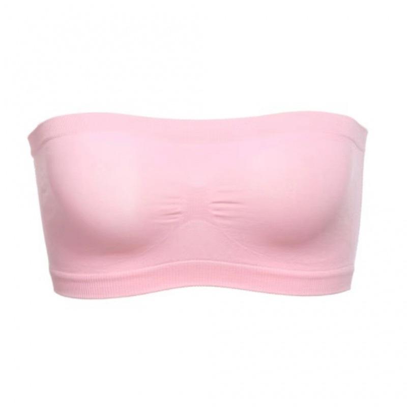 Damen Tube Top Trägerloser Bandeau-BH Unterwäsche Damen Bralette Nahtlose trägerlose Tops Hohl umwickelte Brust-BHs L rosa