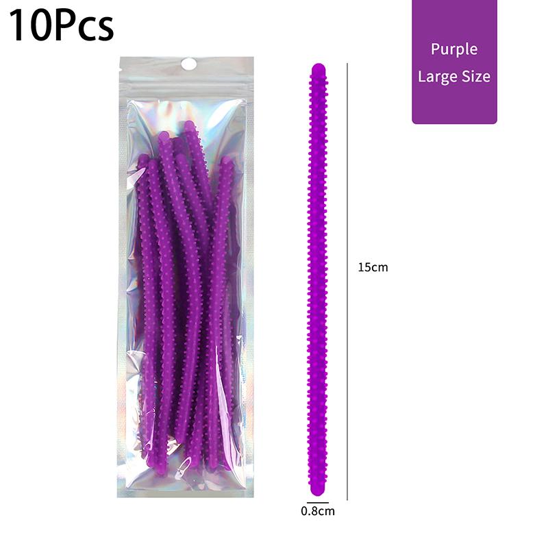 10 Stück 6/8 mm Silikon Feuerwerk Stäbe Mann Haarfärbe- und Dauerwellen Beauty Styling Werkzeuge Reggae Dauerwellenwickler Wellig Flauschig Mais Lockenwickler Stange violett