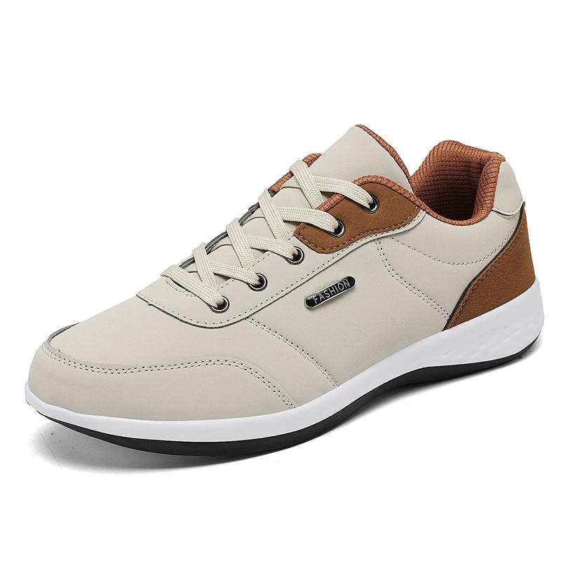 New Balan Herren Lederschuhe Sneaker Trend Sportschuhe Atmungsaktive Herren Sneaker Rutschfestes Schuhwerk Urlaubsschuhe für Herren 39 beige