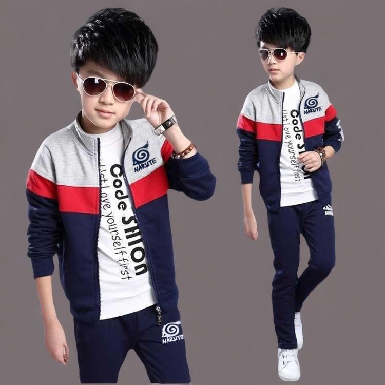 Kinderbekleidung, Jungen Herbstanzüge, Langärmliger Cardigan, Sport- und Freizeit Kinder Zweiteiler, Jacke für große Kinder 120 navy blau