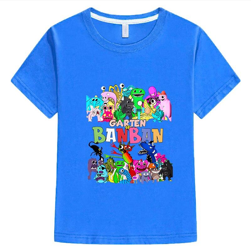 Garten of Banban Kinder T-Shirt 100 % Baumwolle Kurze Tops Anime T-Shirts Jungen Mädchen Kleidung y2k ein Stück Sommer Kawaii Kinderkleidung Jungen und Mädchen T-Shirts 110 blau