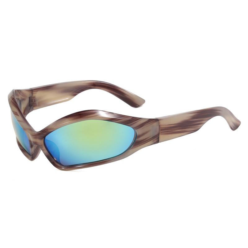 Vintage Y2K Runde Sonnenbrille Damen Herren Spezialgeformte Sonnenbrille Damen Oval Brillen Oculos De Sol für Männlich Weiblich Brillen MULTI