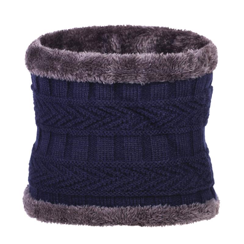 Winter Warme Mütze Mützen Herren Hüte Schal Warme Atmungsaktive Wolle Strickmütze für Männer Doppelschichtige Kappe blau