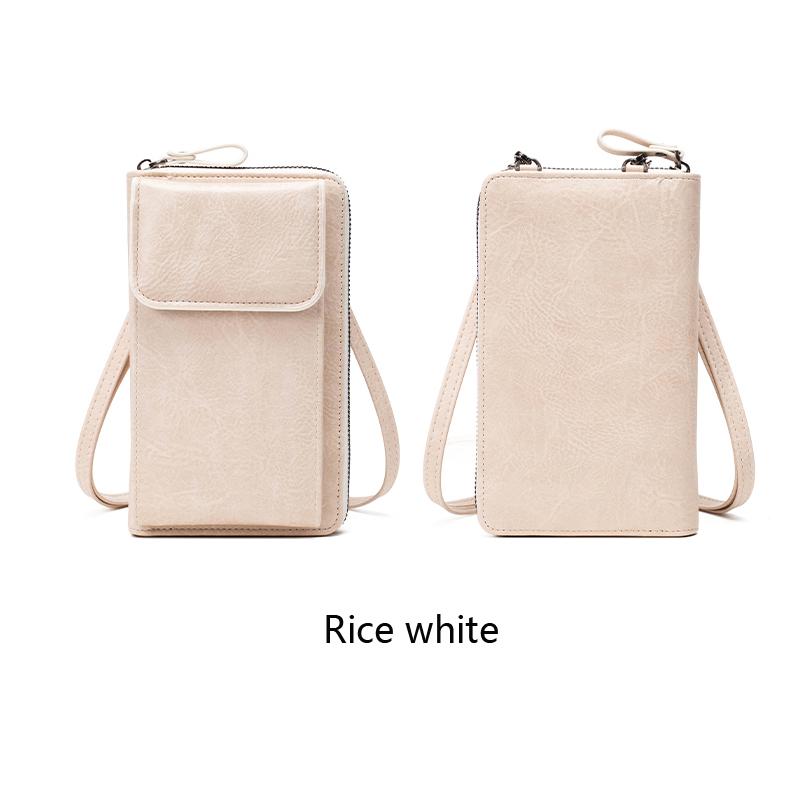Allround-Reißverschluss-Schultertasche, Trendige einfarbige Handytasche, Vielseitige Geldbörse mit abnehmbarem Riemen white