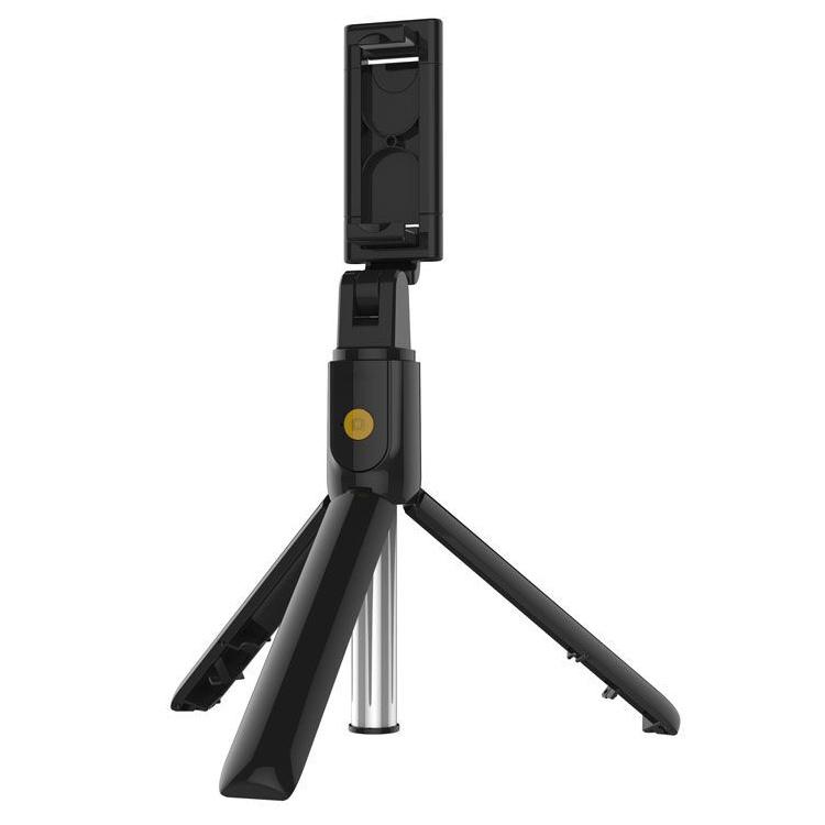 Selfie Stick Stativ K07 Ausziehbares Stick Mini Stativ mit abnehmbarer Fernbedienung für Smartphones Selfie Handyhalter schwarz