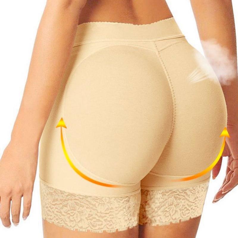 Sexy Shaper Hosen Boyshort Höschen Frau Fake Ass Unterwäsche Push-Up Gepolsterte Höschen Gesäß Shaper L beige