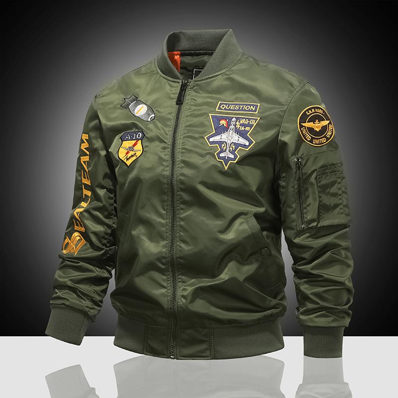 Amerikanische Overalls Pilotenjacke Herren Herbst Baseballuniform Trendy Mantel Herren Fanjacke Herren XXL grün