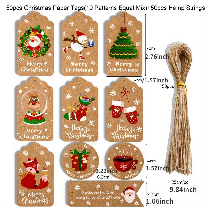50 stücke Frohe Weihnachten Kraftpapier Tags weihnachtsbaum Hängeetiketten Navidad neujahr Party Geschenkkarte Dekorationen für Zuhause 50pcs