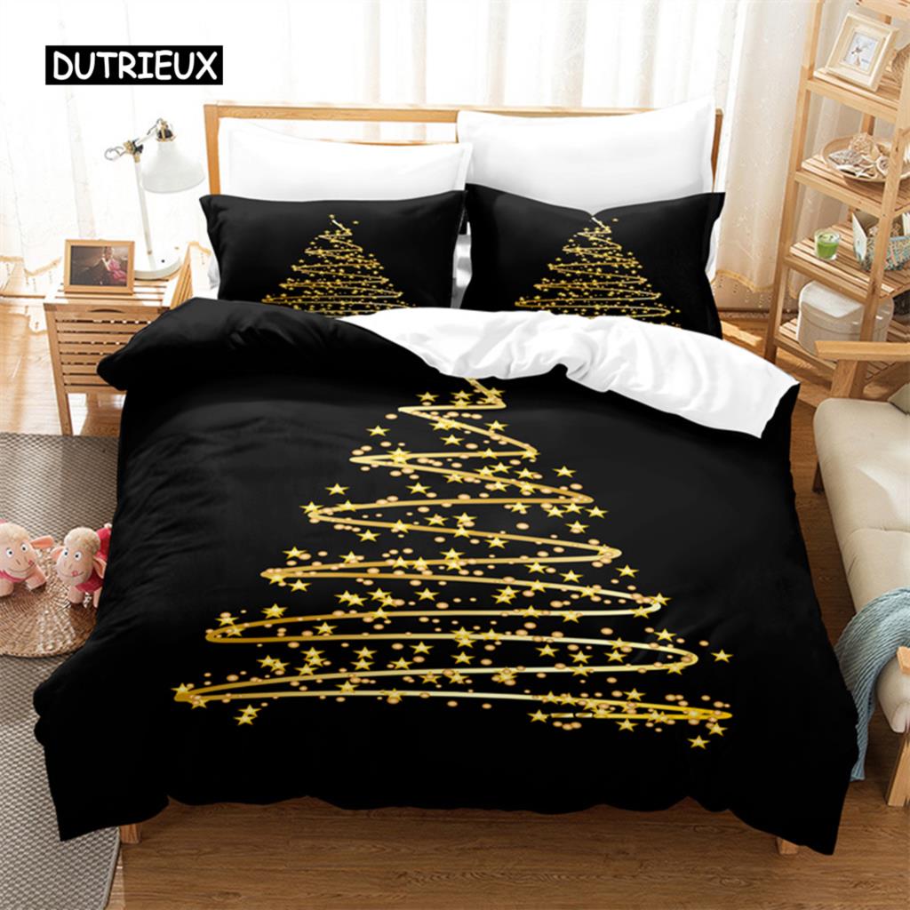 Weihnachtsbaum Bettwäsche Set Bettbezug Set 3D Bettwäsche Digitaldruck Bettwäsche Queen Size Bettwäsche Set Modedesign EU single(135x200cm)