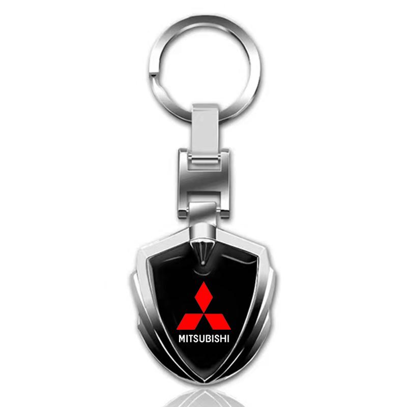 Autozubehör 3D Metall Schlüsselanhänger Auto Logo Embleme Schlüsselanhänger Für Mitsubishi ASX Lancer Pajero Outlander L200 EVO Lancer EX schwarz