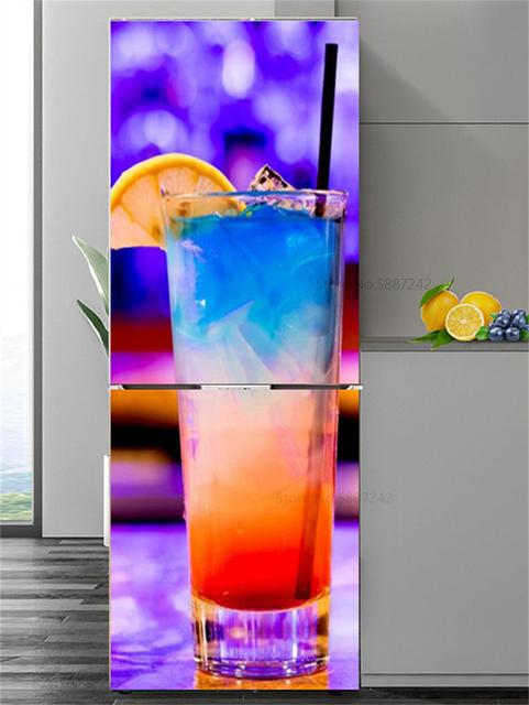 Lebensmittel Kühlschrank Aufkleber Vinyl Kühlschrank Tapete ganze Tür Abdeckung Küche selbstklebende Gefrierschrank Film Wand Poster Wandtattoo 60x150cm(1pcs)