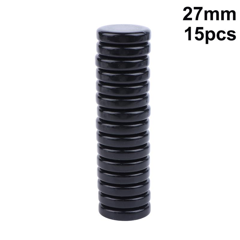 15 Stück Backgammon 20/27/32 mm Mehrfarbig Westliches Schach Runde Kunststoff Dame Leere Schachfiguren Intelligente Duell-Schachspiele Zubehör 27mm schwarz